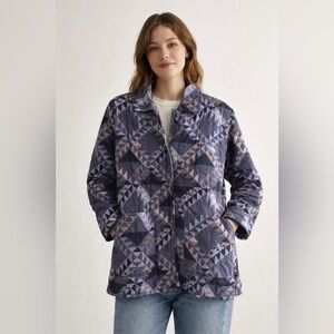 Universal Thread Quilted Patchwork Jacket Geometric Print Utility Coat